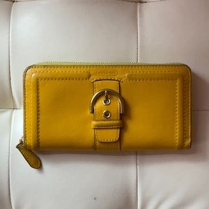 Coach yellow zip accordion wallet